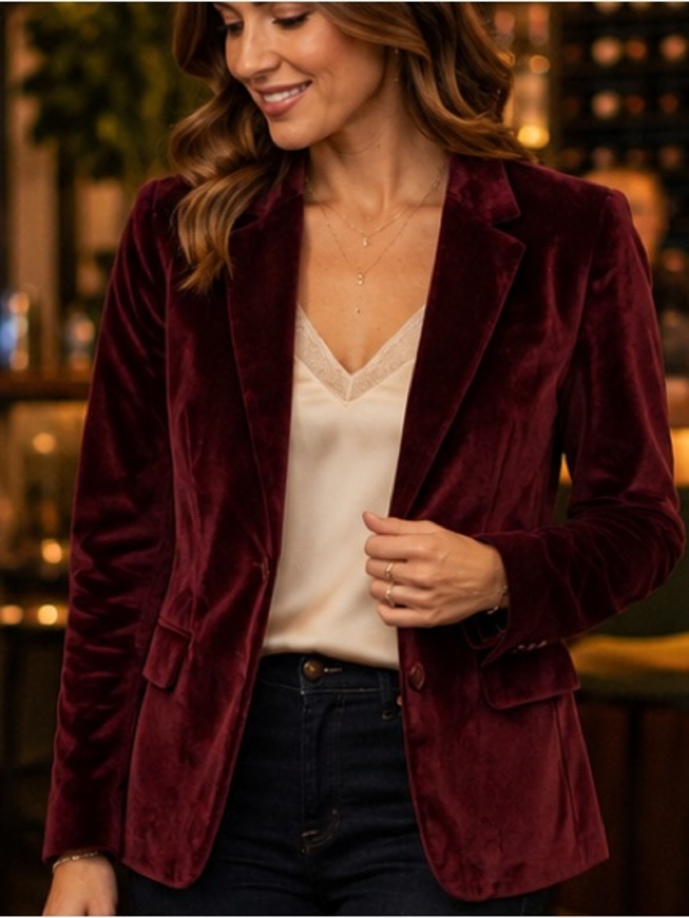 Agnes & Dora Velvet Blazer Jacket Ox Blood NWT